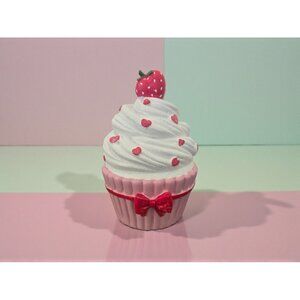 New Resin Pink / Red Valentines Strawberry Bow Cupcake Room Holiday Decor